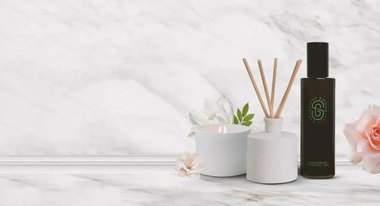 Natural non-toxic home fragrance products by Scarlet and Grace displayed in an Australian living room