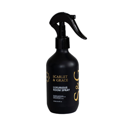 250ml room spray styled on a wooden table with coffee mug and journal — long-lasting home fragrance for Australian homes
