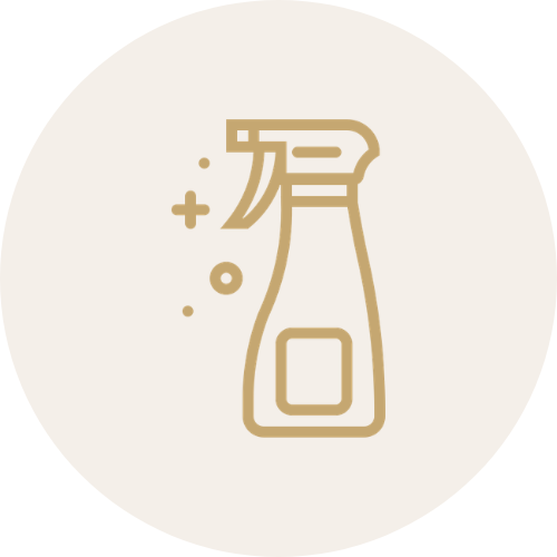 Gold icon of a bottle on a white background