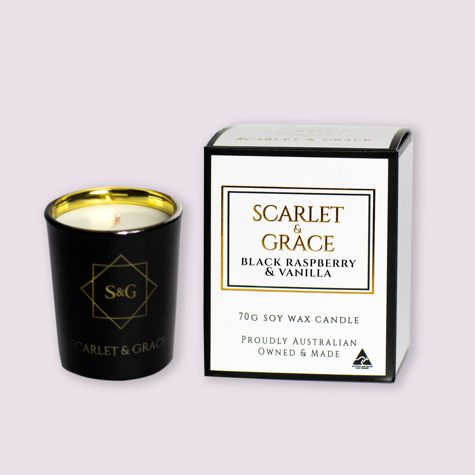 Black Raspberry & Vanilla - 70gm Soy Wax Candle - Scarlet & Grace