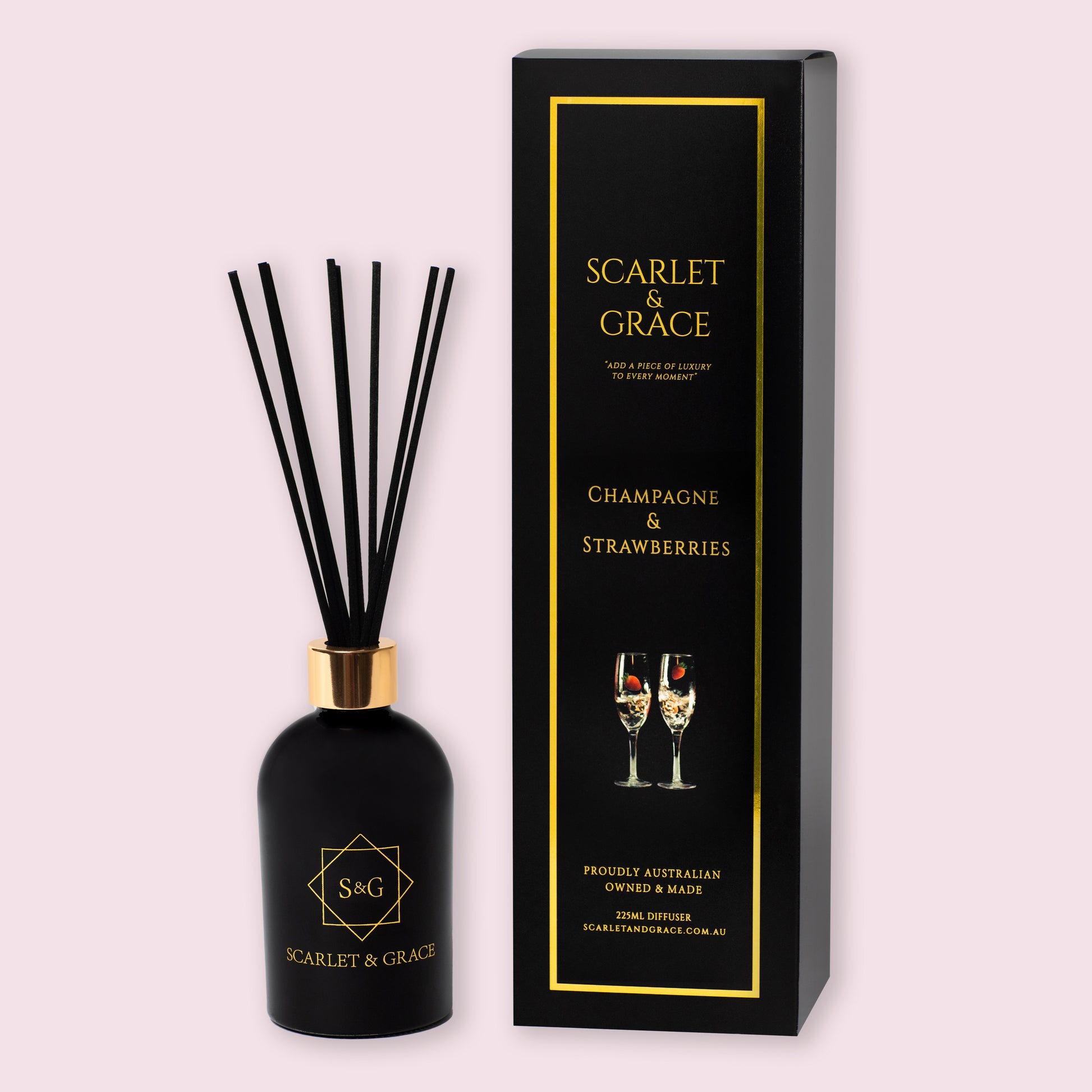 Champagne & Strawberries - 225ml Reed Diffuser - Scarlet & Grace