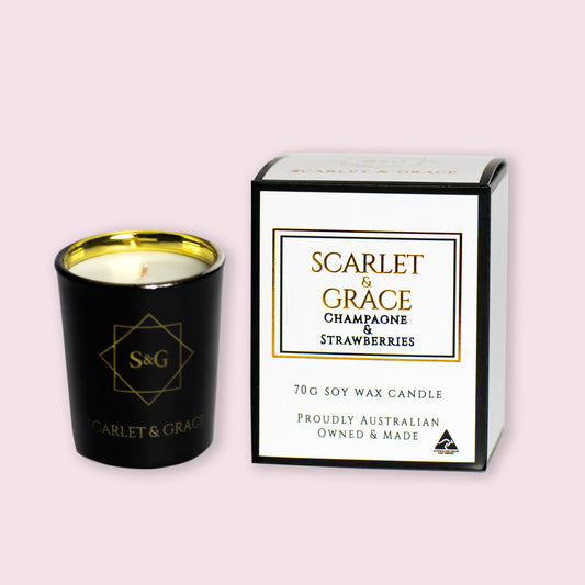 Champagne & Strawberries - 70gm Soy Wax Candle - Scarlet & Grace