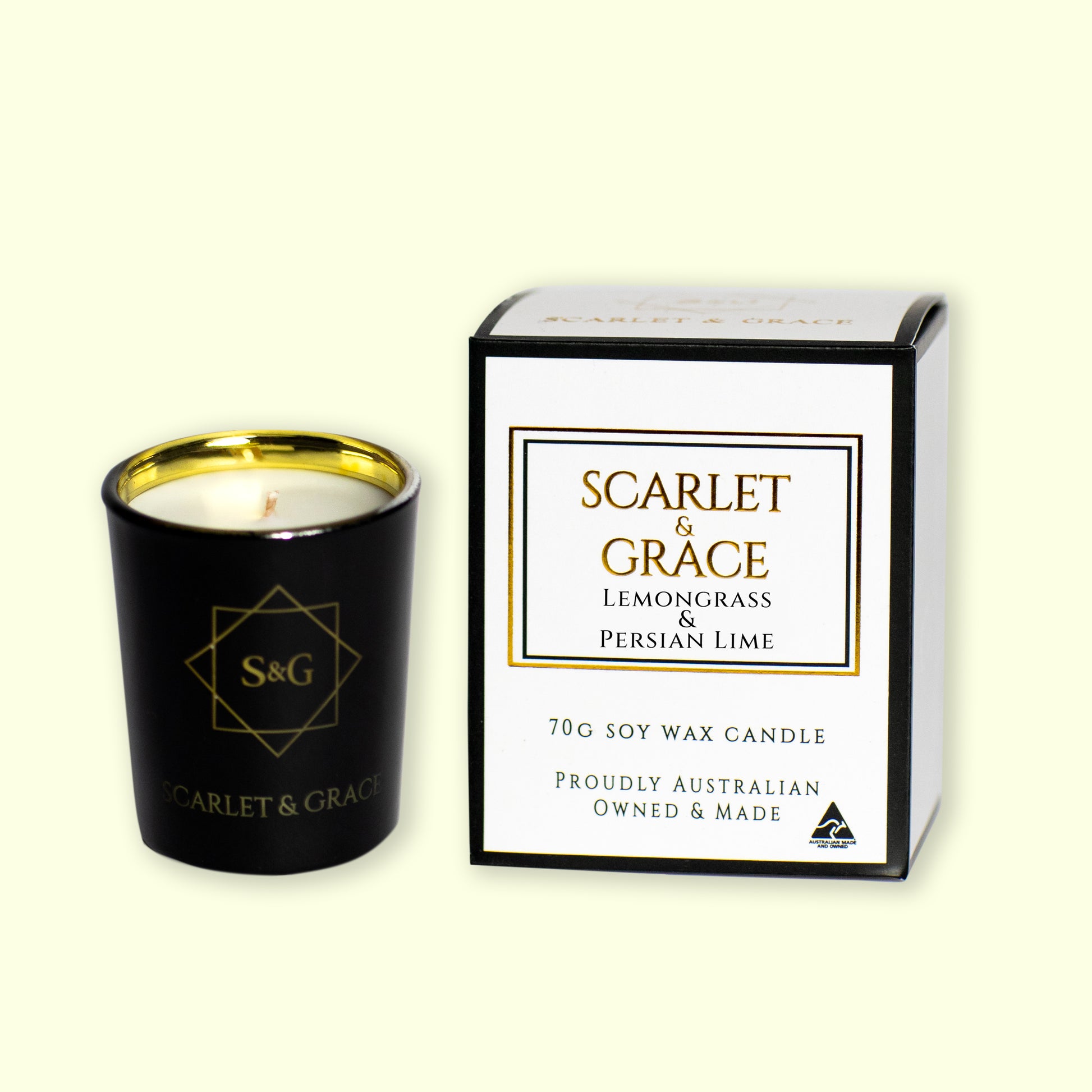 Lemongrass & Persian Lime - 70gm Soy Wax Candle - Scarlet & Grace