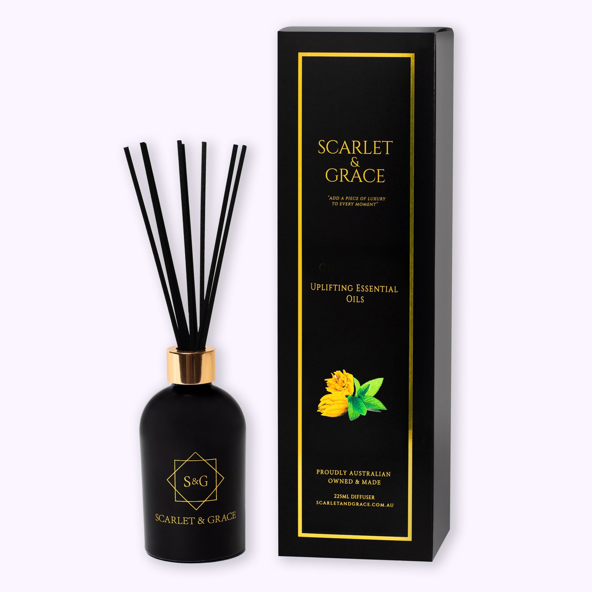 Uplifting Essential Oils - 225ml Reed Diffuser - Scarlet & Grace