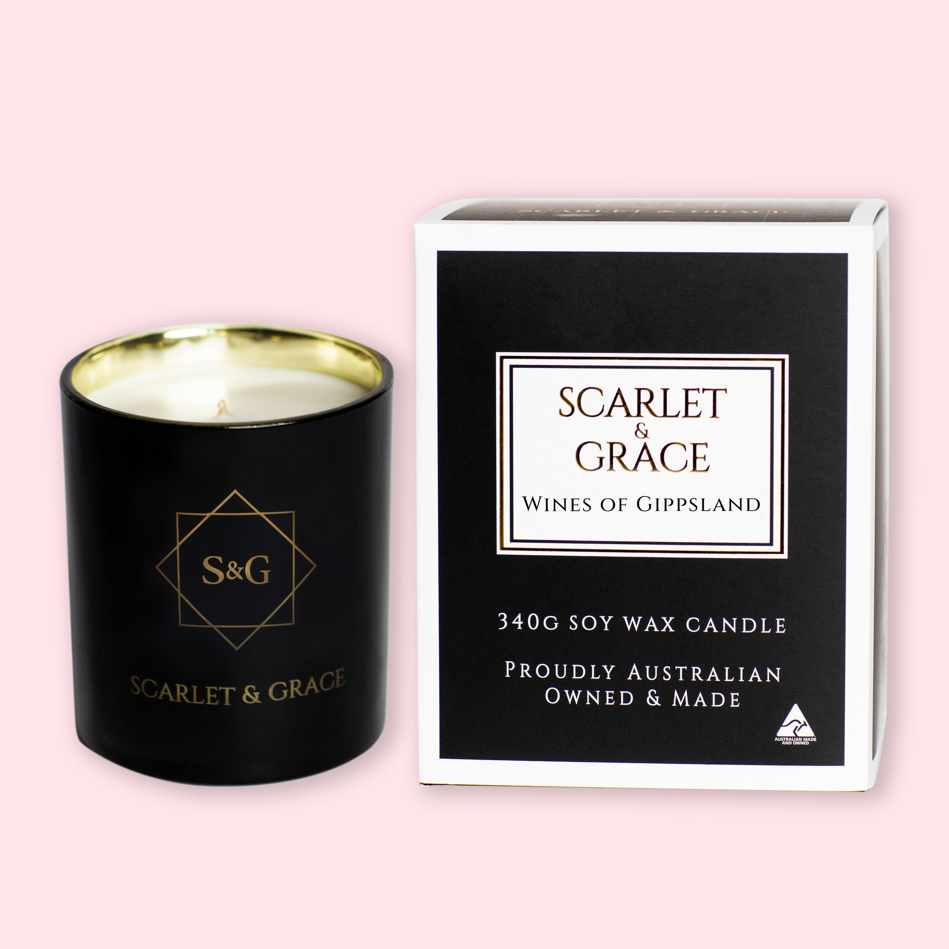 Wines of Gippsland - 340gm Soy Wax Candle - Scarlet & Grace